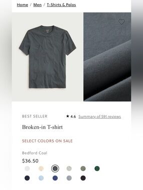 J. Crew men’s “broken-in” t shirt